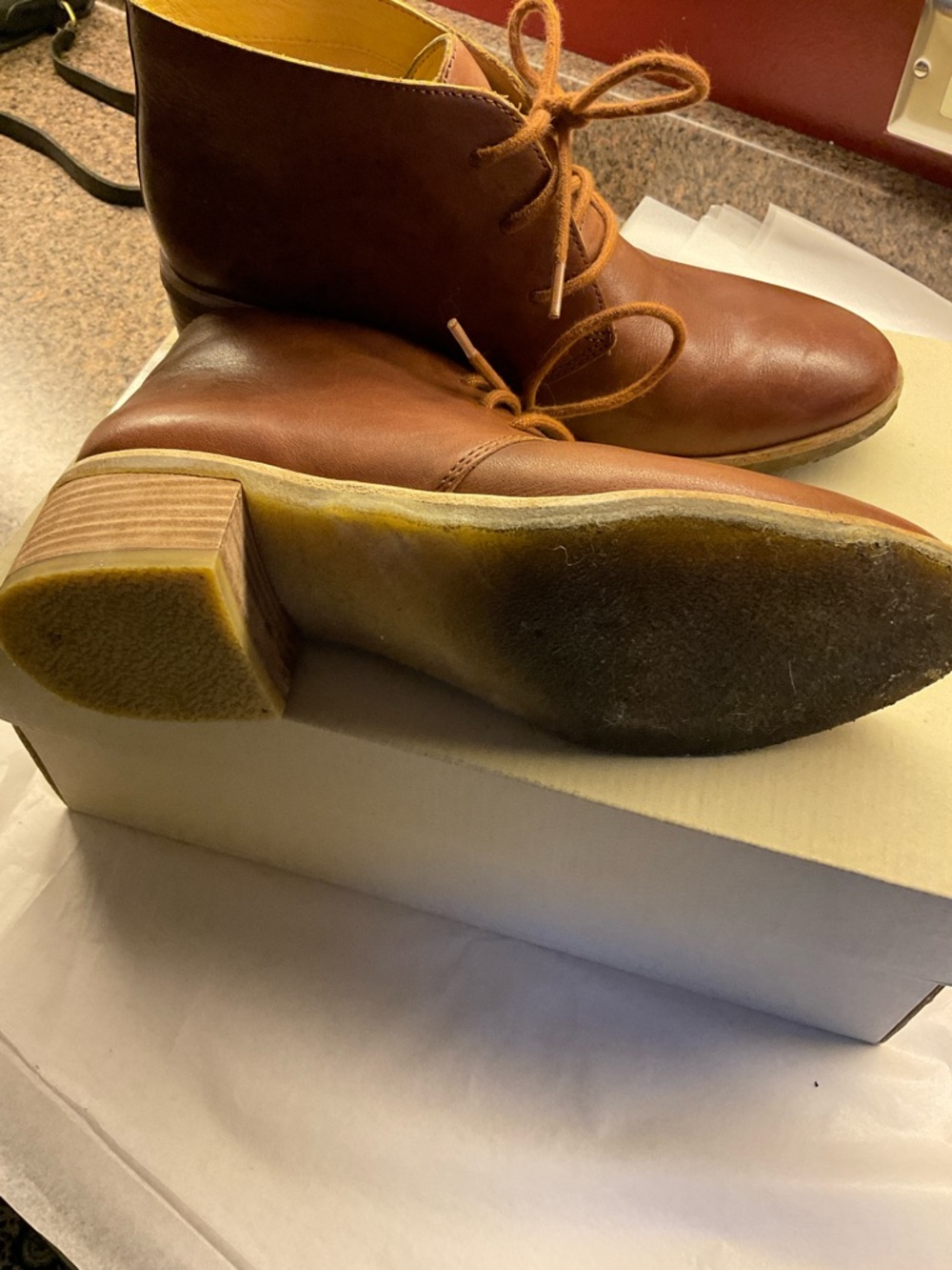 Clark’s Cognac Leather Ankle Boots 9 - Picture 5 of 5